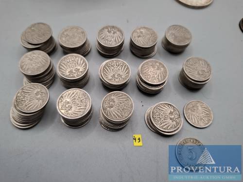 Umlaufmünzen Deutsches Kaisrerreich 137x 5 Pfennig 3x 1890
